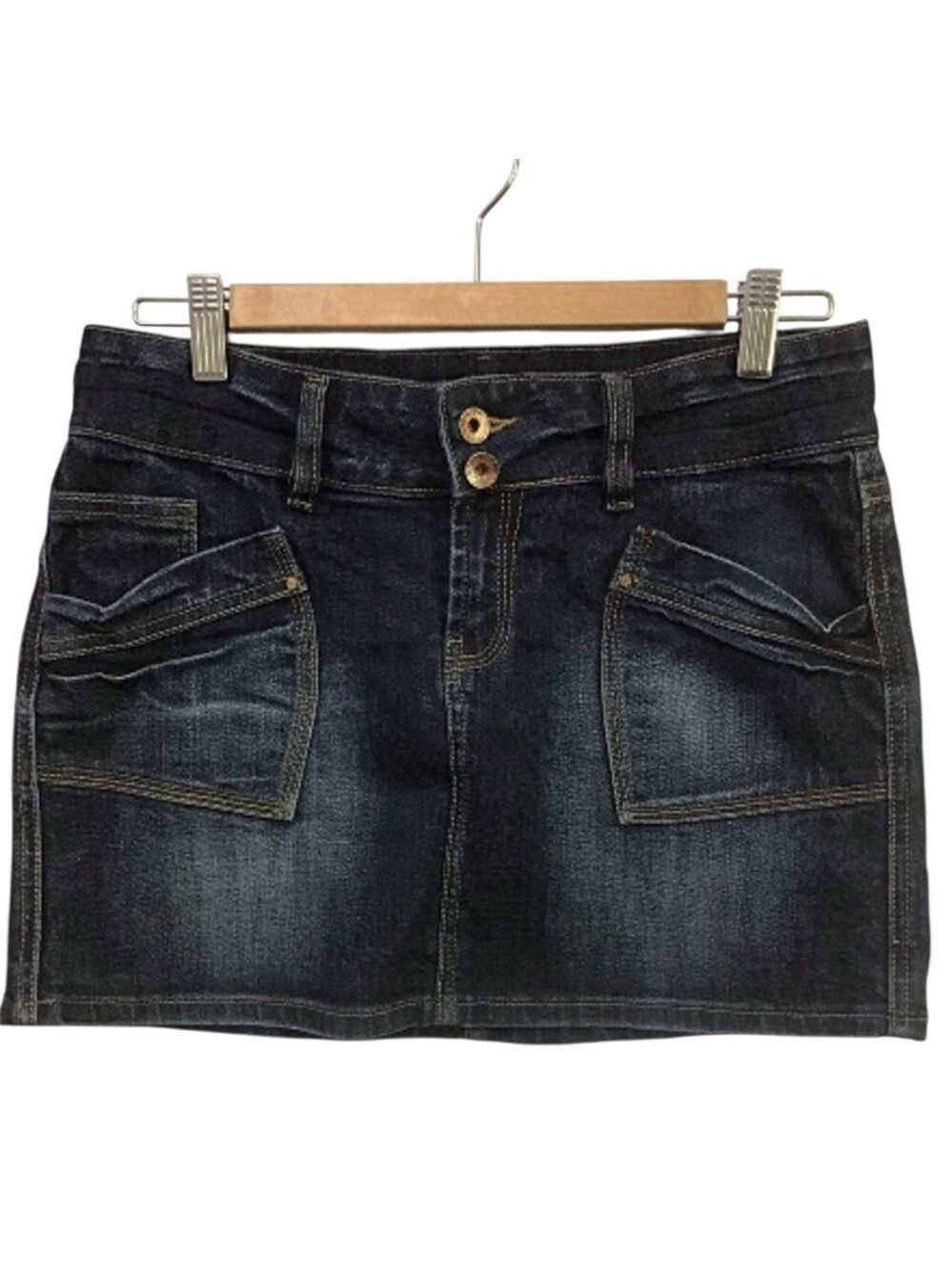 NITROGEN mini denim skirt drark blue sexy jeans 28 low rise stretchy flattering